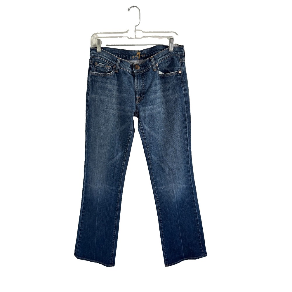7 for All Mankind Bootcut Jeans Womens 32 Blue Denim Dark Wash Mid-Rise Zip‎ Fly
